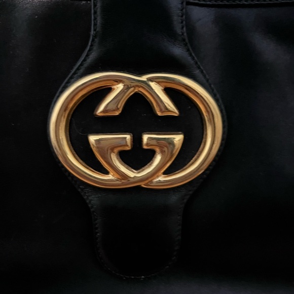 Authentic Gucci Vintage Black Calf Leather GG Shoulder bag - Picture 4 of 8